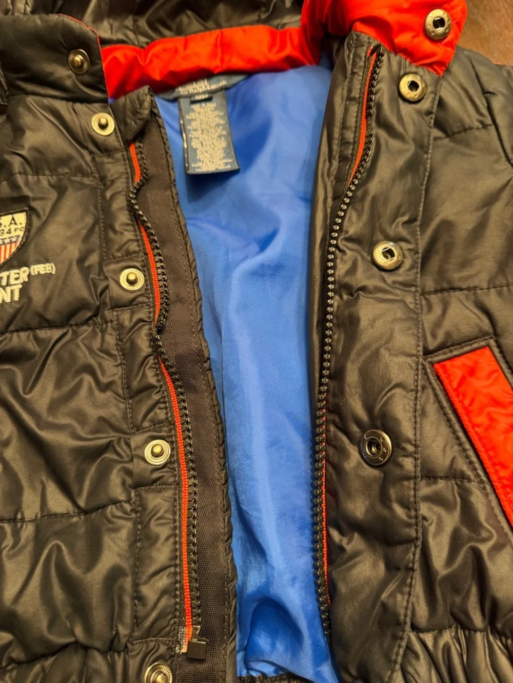 Polo Ralph Lauren Baby Boys Hooded Puffer Coat Big Pony USA 12M Black Red